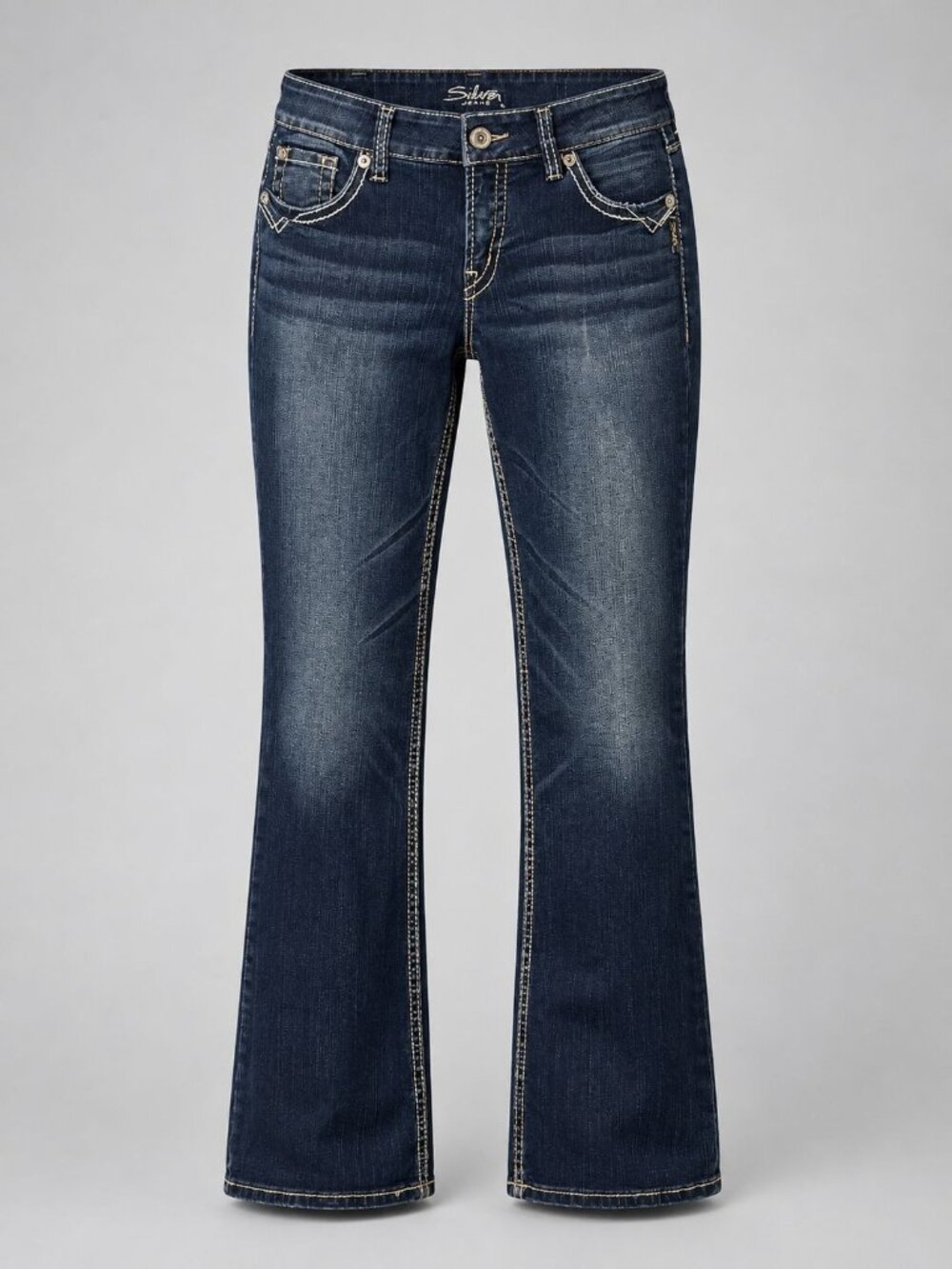 Silver Suki Womens 30 x 32 Jeans Bootcut Dark Wash Contrast Stitching Blue Denim